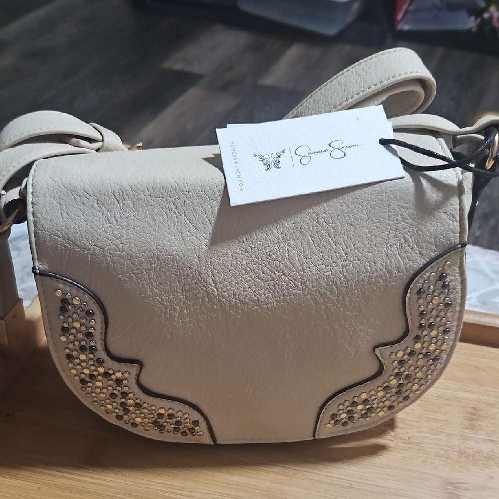 Jessica Simpson Cream Embroidered Crossbody Bag
